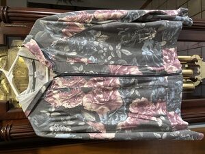 Marika Womens M Ombré Blue County Floral Full Zip Soft Hoodie
